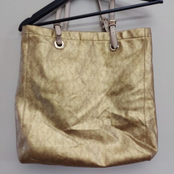 Michael Michael Kors gold signature tote curved shoulder bag - Picture 9 of 11